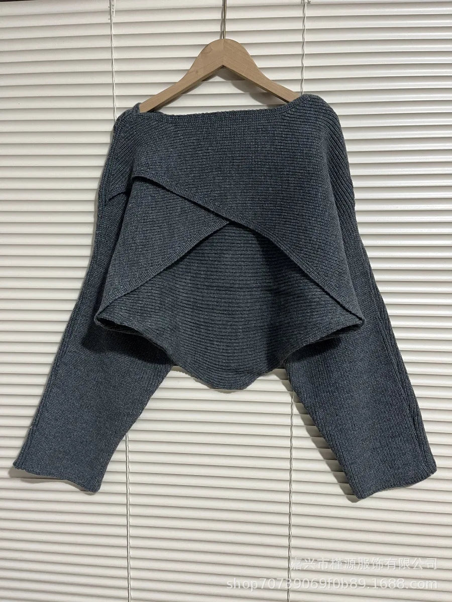 Autumn Fashion Knitted Pullover Elegant O Neck Sweater Women New Casual Solid Color Loose Long Sleeve Hem Irregular Women Top