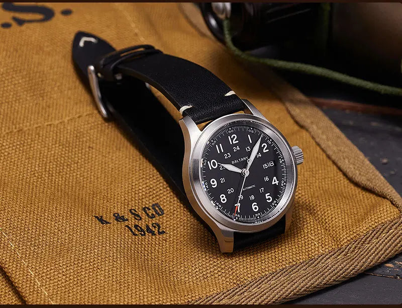 Baltany Military Field Watch S2049 Sapphire Calendar 24H Indicator Luxury Men's NH35 Auto Mechanical Homage Waterproof Watches