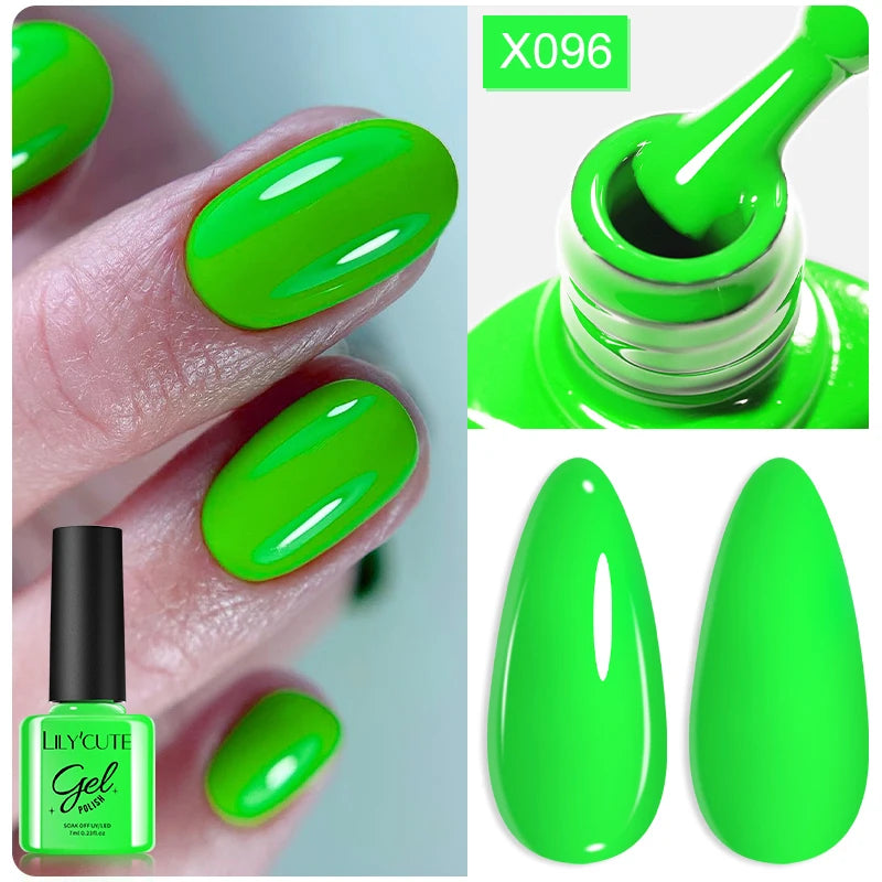 LILYCUTE 7ML Black White Color Gel Nail Polish Summer Colorful Gel Nail Art Semi Permanent UV Gel Soak Off UV LED Gel Varnishes