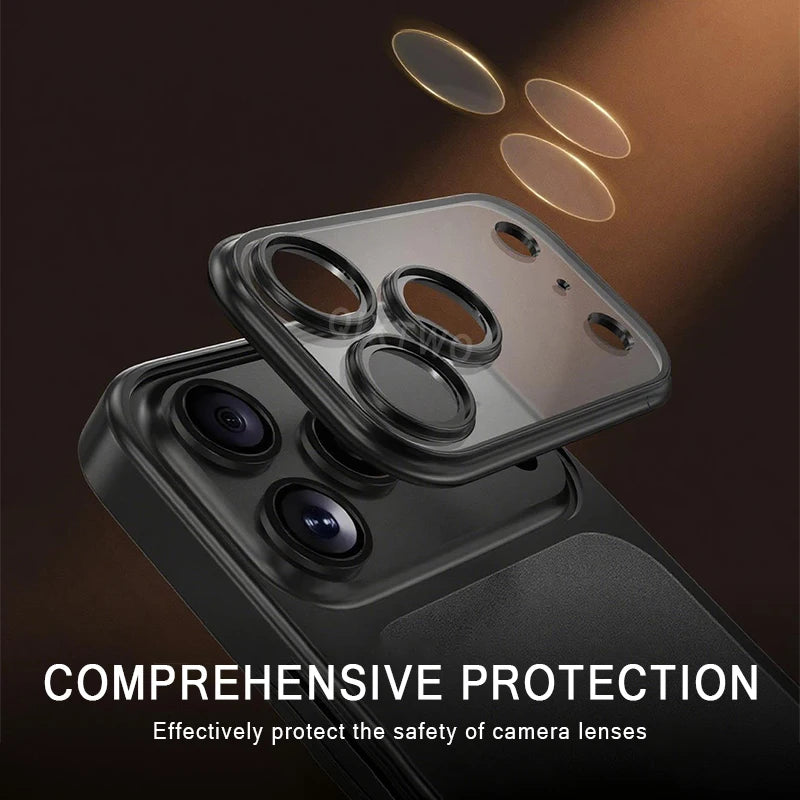Luxury Plating Matte Transparent Magnetic Wireless Charge Case For iPhone 13/14/15/16/17 Pro Max Air Plus Shockproof Clear Cover