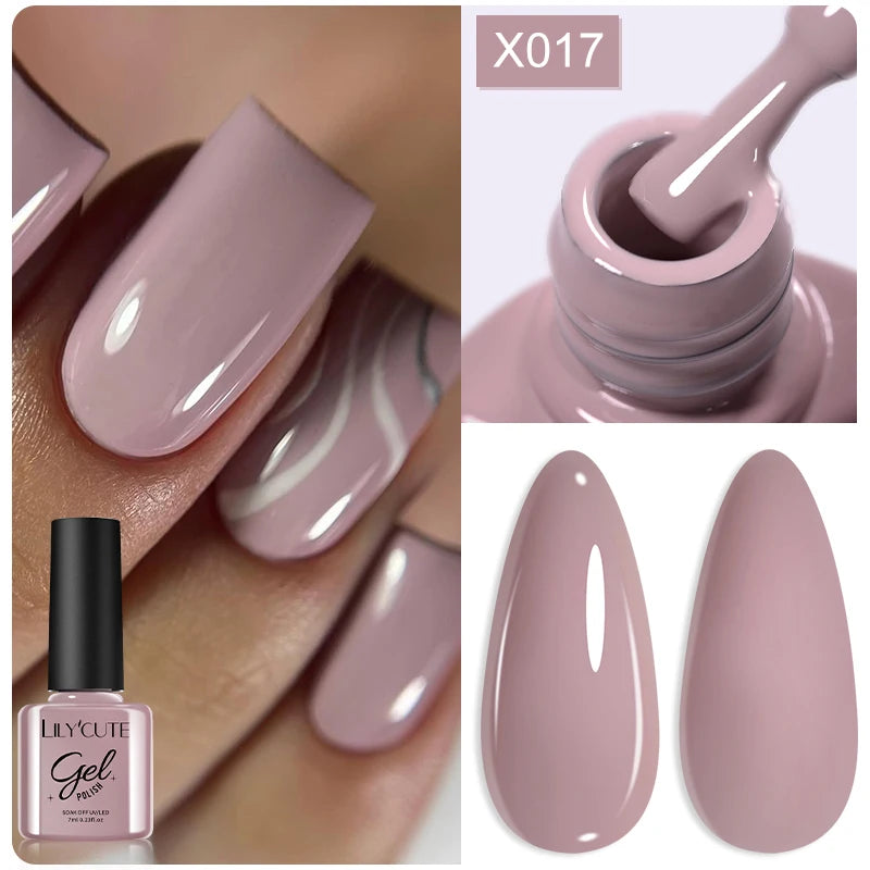 LILYCUTE 7ML Black White Color Gel Nail Polish Summer Colorful Gel Nail Art Semi Permanent UV Gel Soak Off UV LED Gel Varnishes