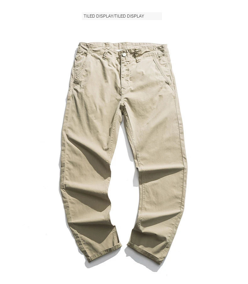 Khaki Gray Black Pants For Men Straight Casual Pants Men Clothing Overalls 2025 Spring Summer Cotton Work Trousers Male