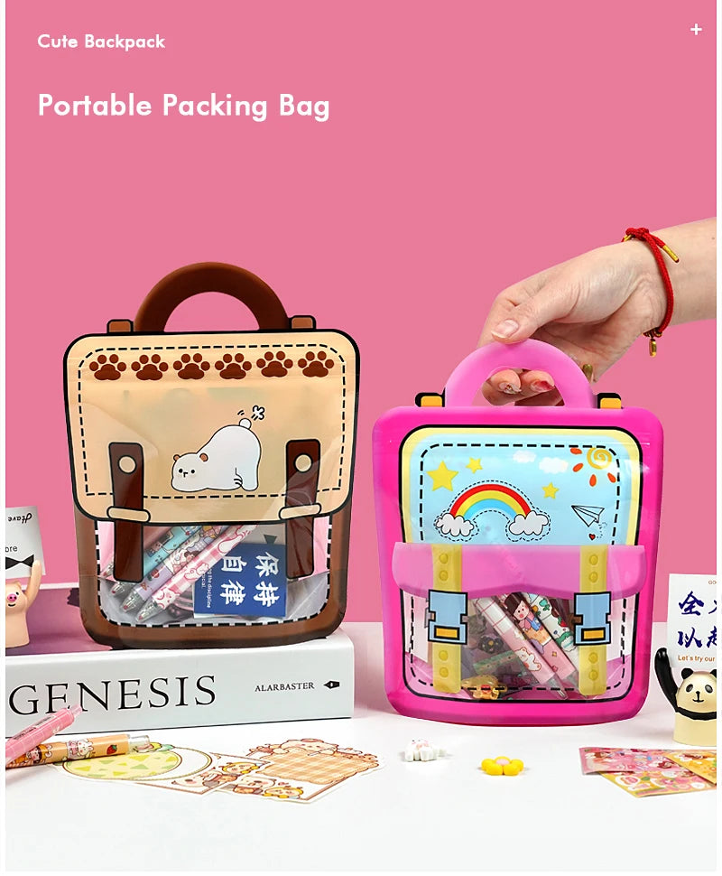 20/50PCS Children's Day Portable Seal Bag New Cartoon Schoolbags Shape Cookie Candy Bags For Kids Birthday Graduation Party Gift