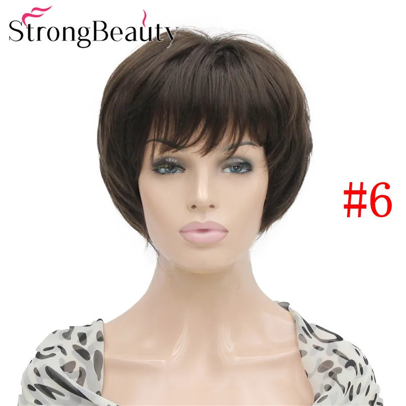 StrongBeauty Short Straight Wigs Soft Synthetic Hair Women Wig Many Colors