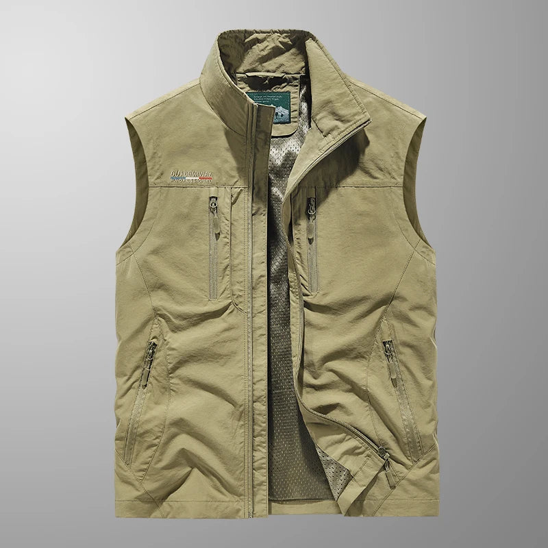 2025 Personalized yelek red Multi Pockets nylon Cargoes Fisherman vest fishing Journalist Photography Camping Waistcoat vest