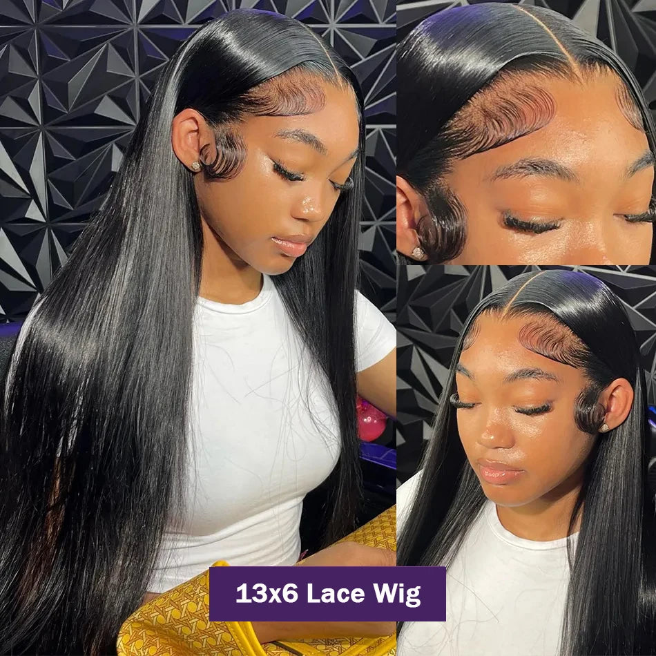 Wigirl HD 30 40 Inch Straight 13x6 Human Hair Lace Frontal Wigs 200% Brazilian Remy PrePlucked 13x4 Lace Front Wig For Women