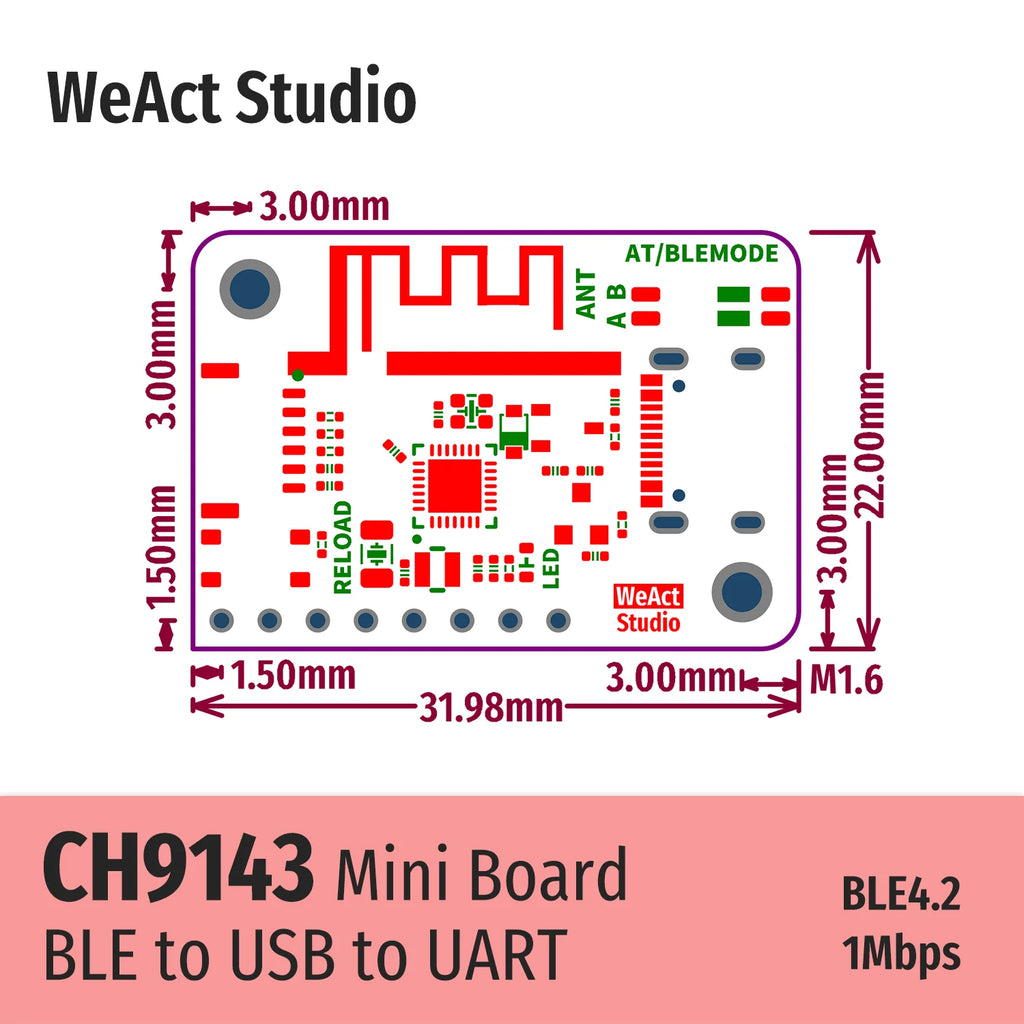 WeAct CH9143 BLE/UART/USB Module BLE/USB to Serial/TTL UART CH340