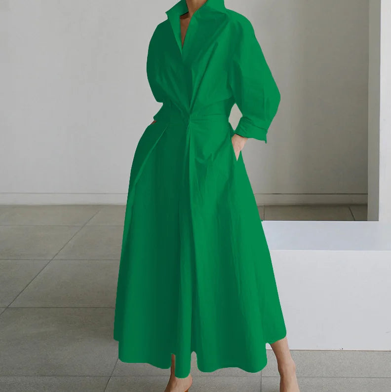 Women's Summer Dress Plus Size Commuter Polo Neck Loose Fit New Elegant Trendy Minimalist Fashionable Niche Versatile Casual Fit