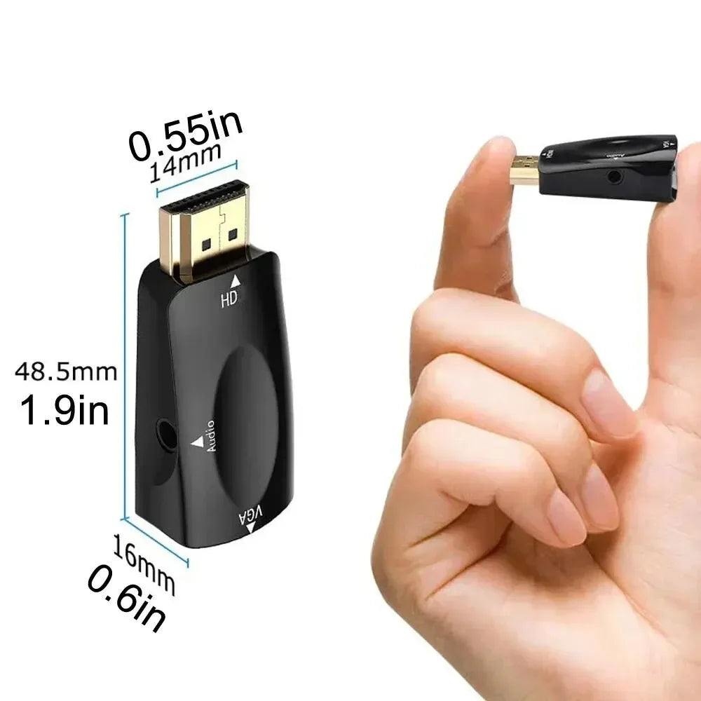 HDTV To VGA Cable Converter Male To Famale Converter Adapter 3.5mm Jack Audio HD 1080P for PC Laptop Tablet Connector