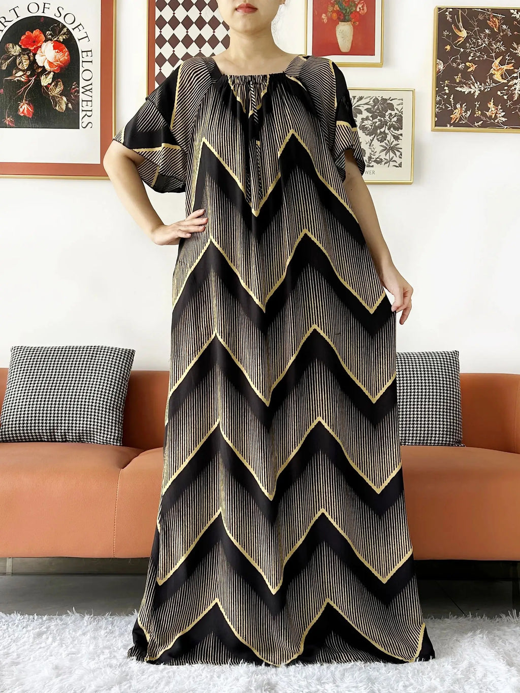 2024 New Muslim Dubai Abaay Women Cotton Dress With Big Scarf For Women Maxi Summer Short Sleeve Loose African Abaya Clothing