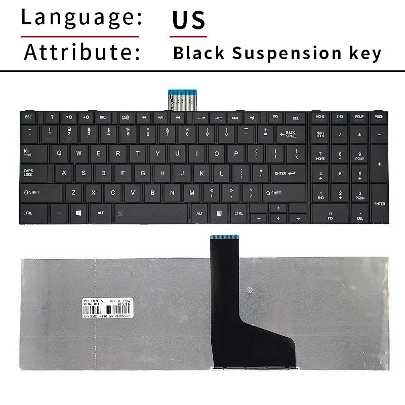US Russian UK Black Laptop Keyboard For Toshiba Satellite C850 C850D C855 C855D L850 L850D L855 L855D L870 L870D P-11B96GB-528