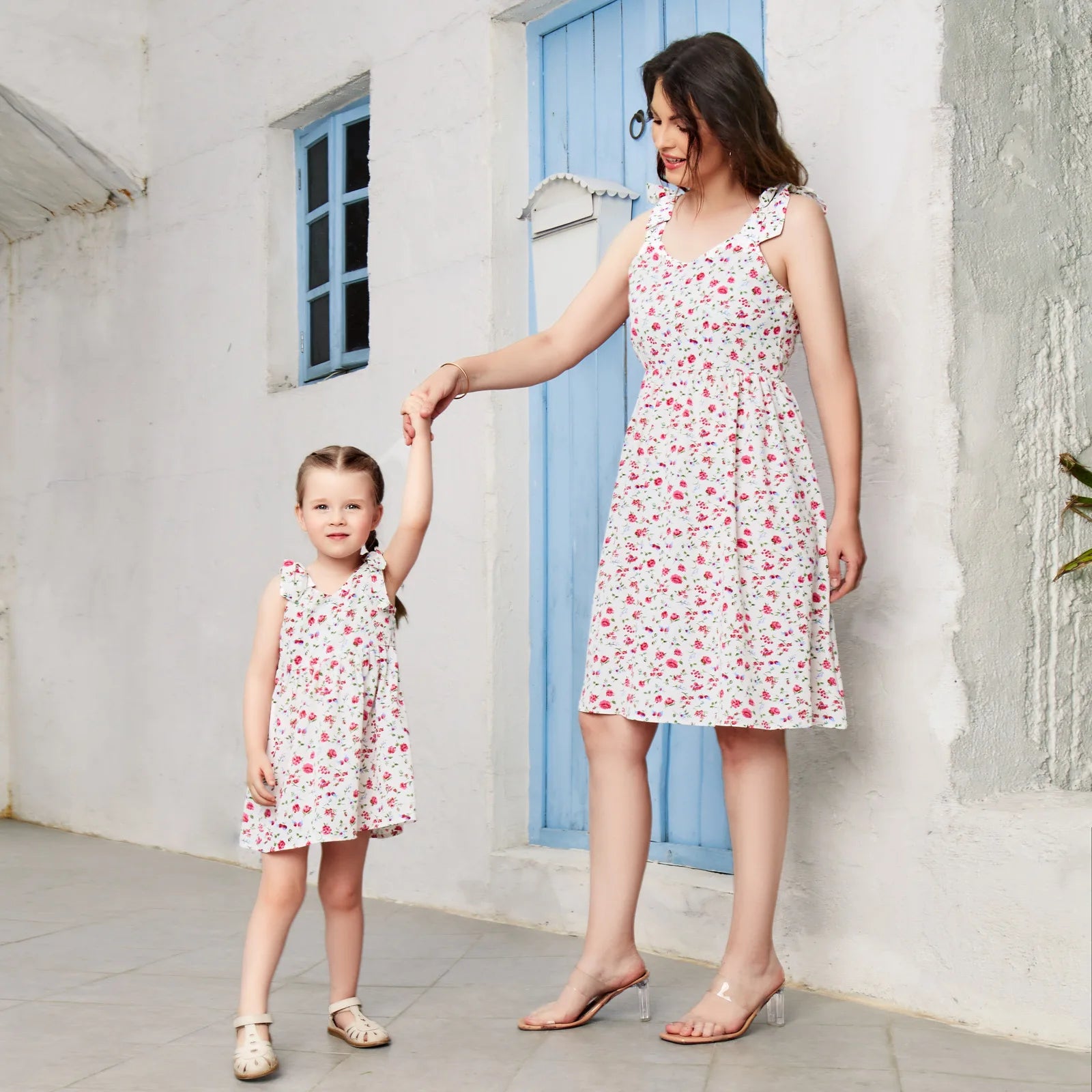 Summer Long Dress Robe Femme Casual Family Matching Outfits Boho Children's Clothing Beach Mother Daughter Dress Vestidos