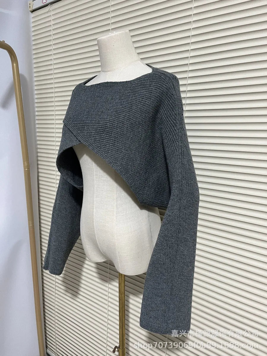 Autumn Fashion Knitted Pullover Elegant O Neck Sweater Women New Casual Solid Color Loose Long Sleeve Hem Irregular Women Top