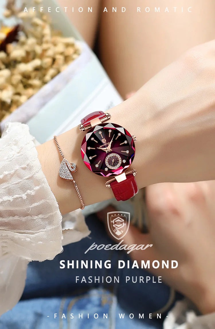 POEDAGAR Top Exquisite Elegant Watches For Women Waterproof Leather High Quality Original Woman's Watch Quartz Ladies Wristwatch