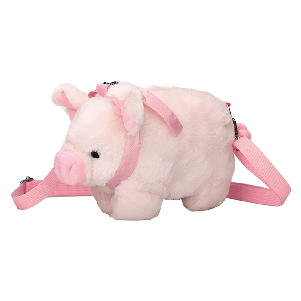 Pink Piglet Plush Bag Korean Version Large Capacity Lady Shoulder Bag Cartoon Ins Cute Doll Messenger Bag Handbags Crossbody