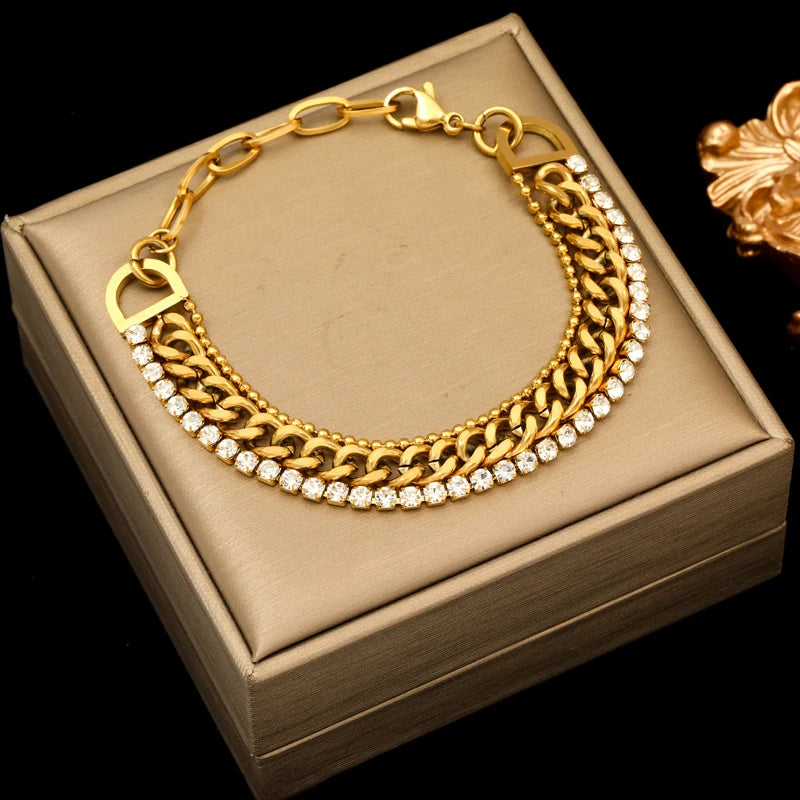 EILIECK 316L Stainless Steel Gold Color Bangles Bracelet For Women New Trendy Wrist Chain Waterproof Jewelry Gift Party Bijoux