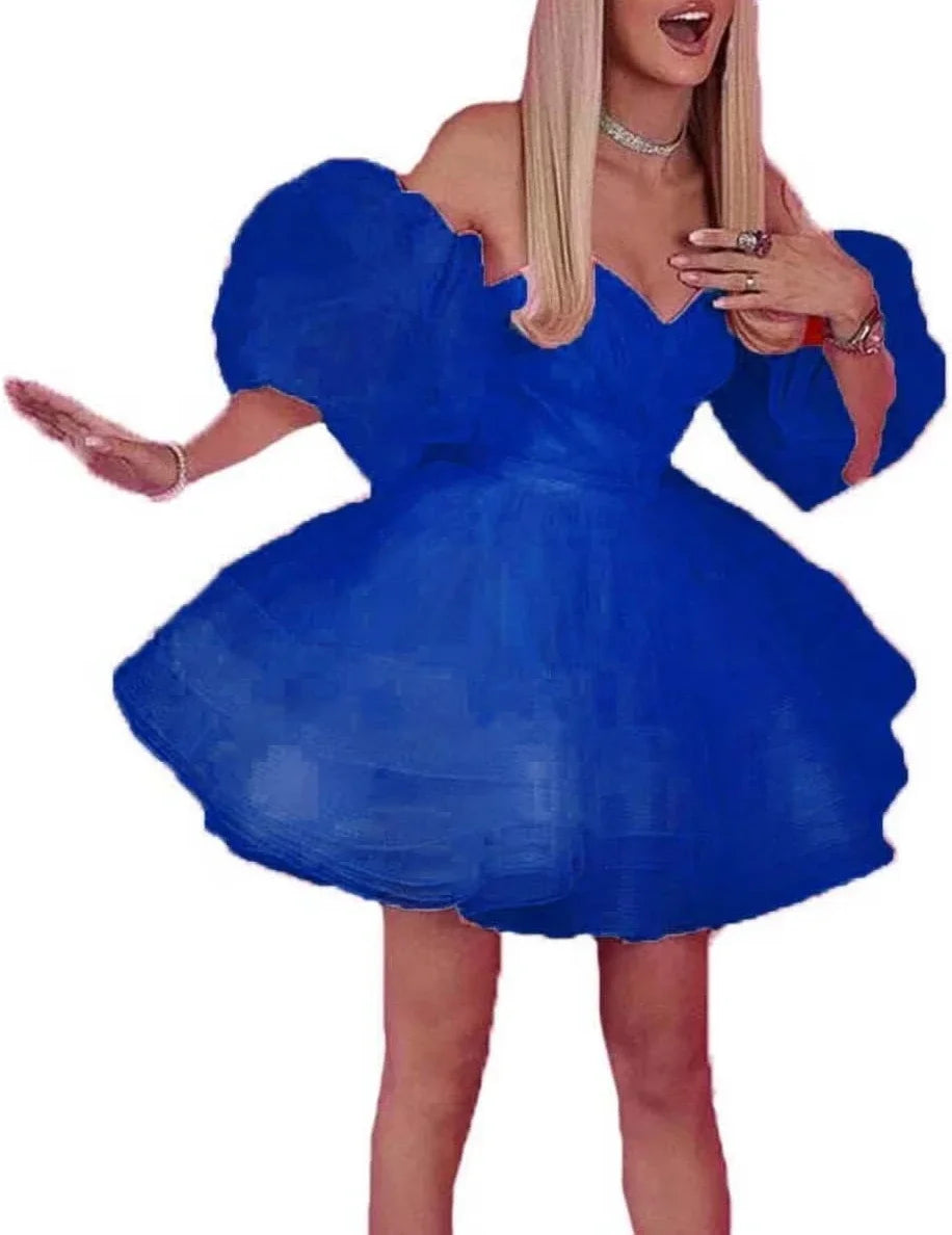 Puffy Sleeve Homecoming Dresses Sweetheart Mini Ball Gown Short Prom Cocktail Sweet Summer Party Dress Vestido Noche customized