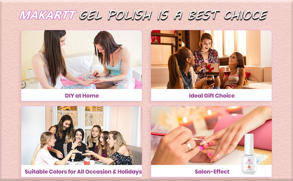 Makartt Gel Nail Polish, Natural Nude Jelly Pink Milky White Red Glitter Gel Polish 6PCS Summer 8ML Soak Off UV LED Gel Polish