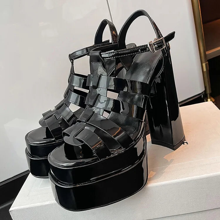 2024 Ladies High Heels Double Waterproof Platform Sandals for Women Luxury Brand Designer Summer Party Chunky Pumps and Shoes
