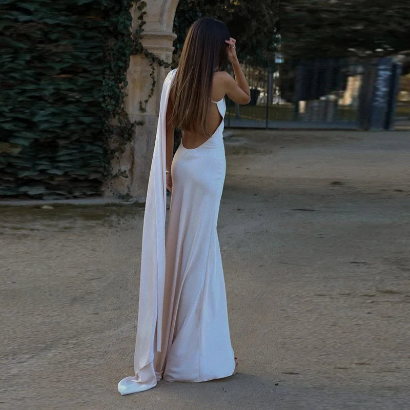 Sexy Ribbon Sleeveless Long Dress Women Elegant Slim Stain Backless Lace Up Party Dresses 2026 Fashion Solid Holiday Robe Lady