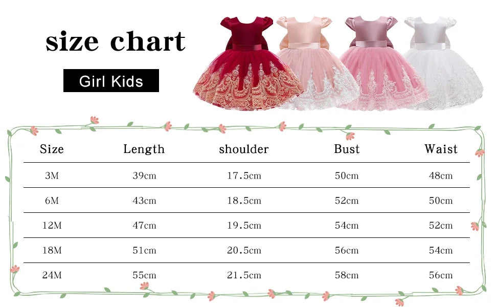 Baby Embroidery Elegant Princess Dress for Girls Luxury Lace Vintage Children Festival Party Gown 0-2Y Formal Weddings Dresses