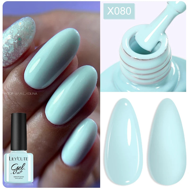 LILYCUTE 7ML Black White Color Gel Nail Polish Summer Colorful Gel Nail Art Semi Permanent UV Gel Soak Off UV LED Gel Varnishes