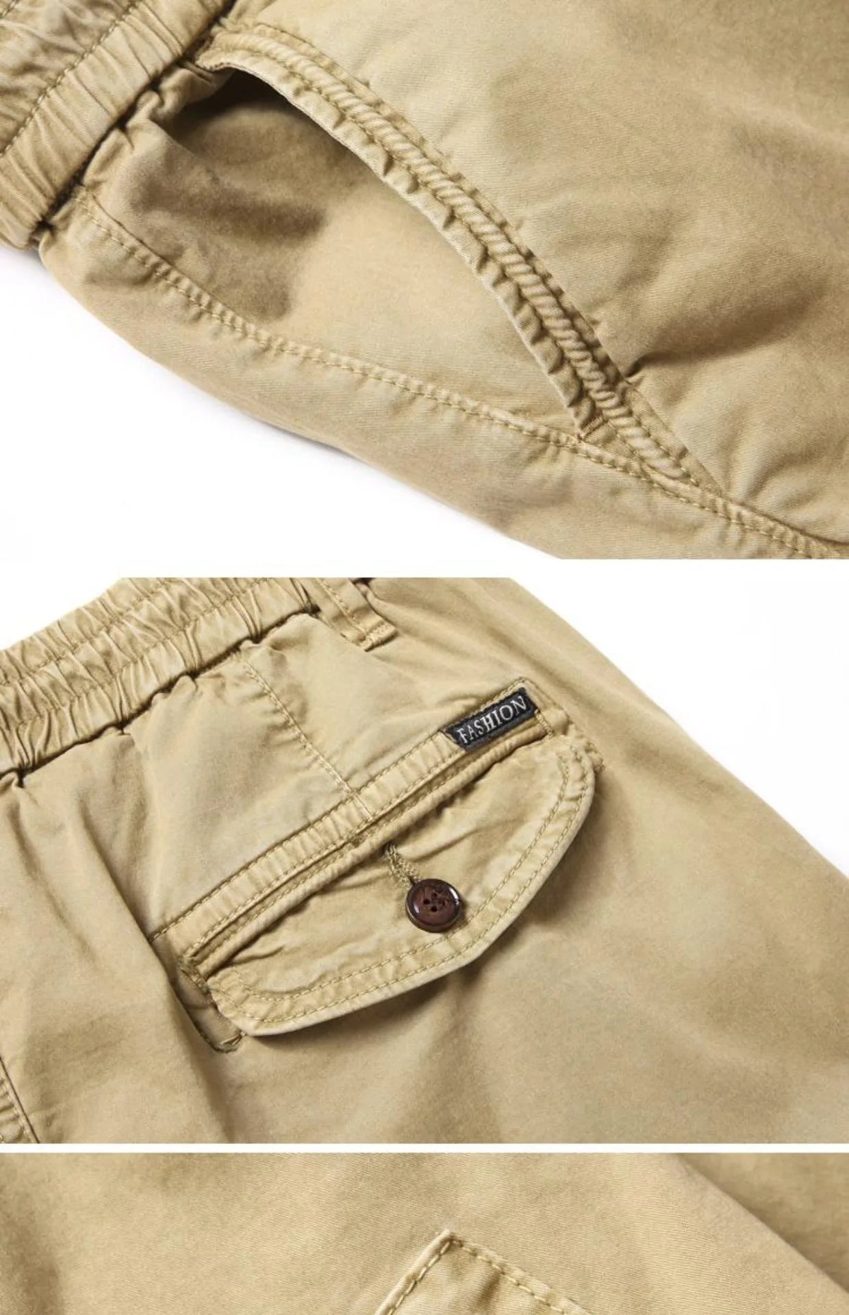 Spring Summer Men's Casual Fashion Work Pants Cuffed Multiple Pockets Slim Fit Youth Leisure Trousers Trendy Brand