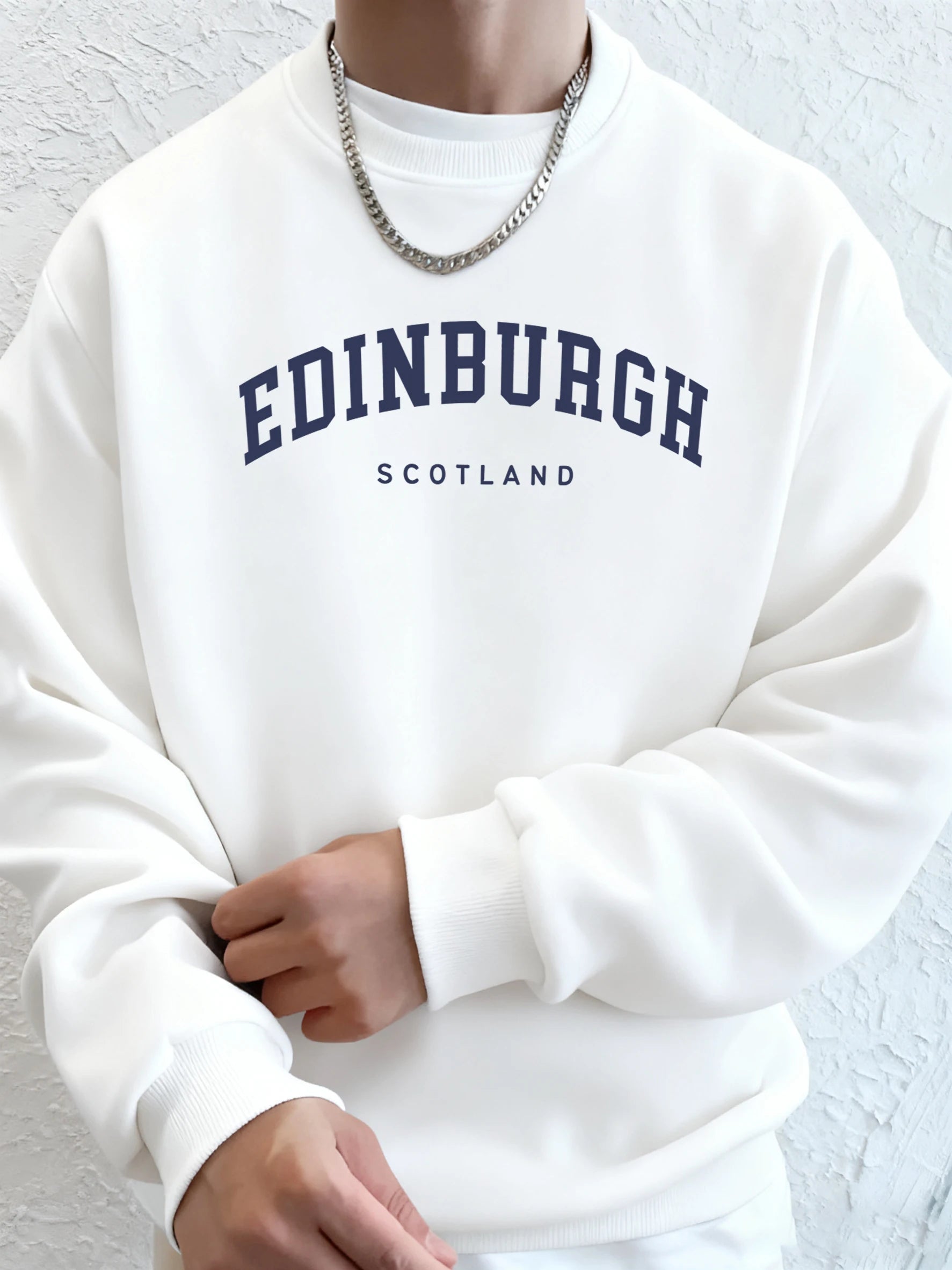 Edinburgh Scotlano Letter Prints Loose Fleece Hoodies Male Pocket Crewneck Tracksuit Soft Autumn Tops Sport Casual Sweatshirts