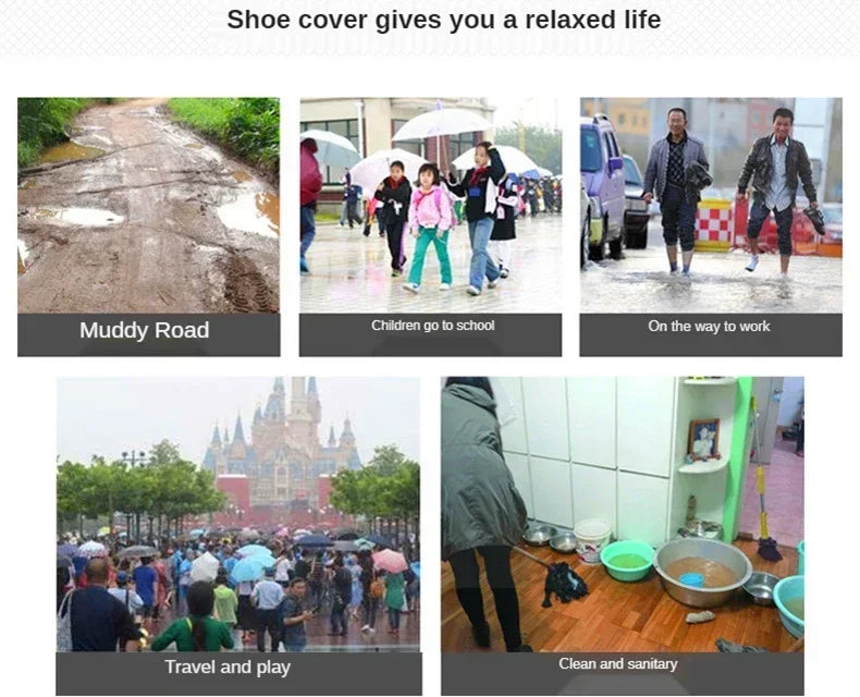 Waterproof Shoe Cover Silicone Sport Rain Boot Cover with Layer Non-slip Material Wear-resistant Thick Shoes Cover Unisex 1 Pair