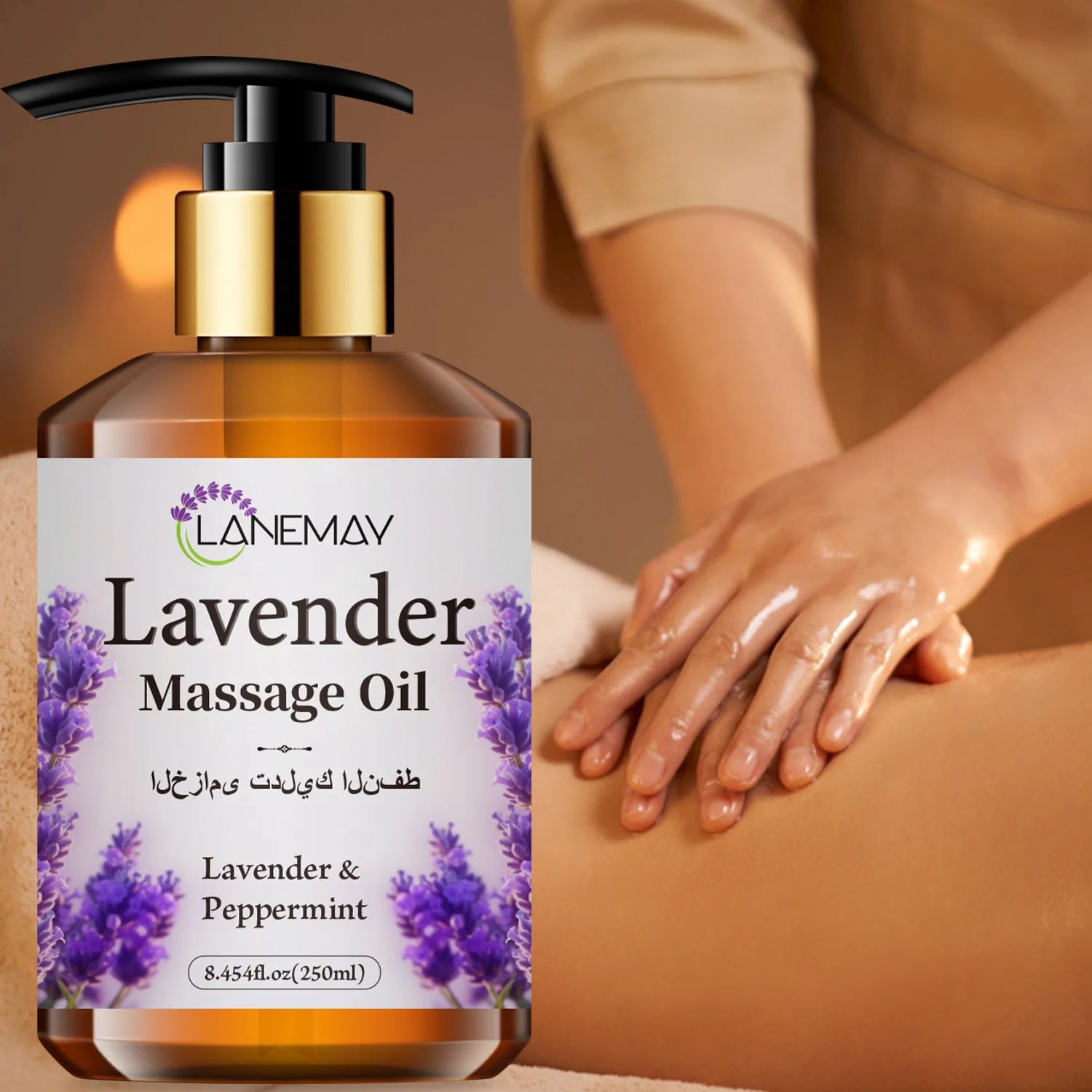 2PCS Lavender & Peppermint Massage Oil, Moisturizing & Softening Body Care for All Skin Types, body relaxation Massage Oil 500ml