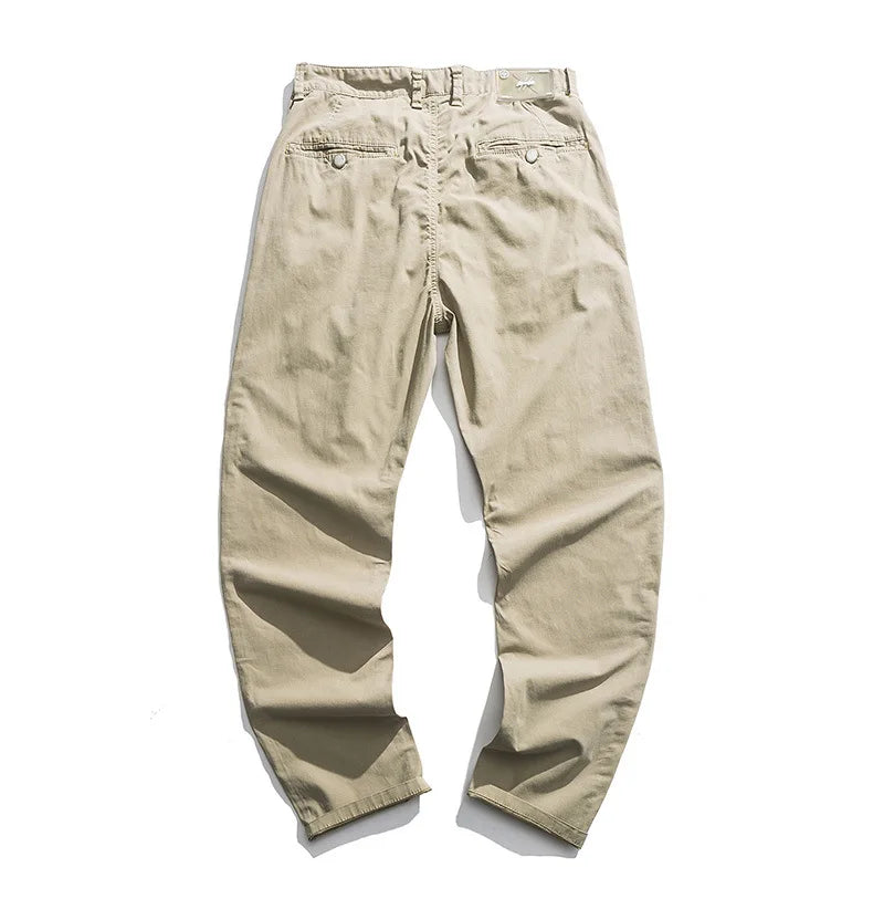 Khaki Gray Black Pants For Men Straight Casual Pants Men Clothing Overalls 2025 Spring Summer Cotton Work Trousers Male