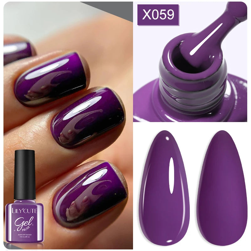 LILYCUTE 7ML Black White Color Gel Nail Polish Summer Colorful Gel Nail Art Semi Permanent UV Gel Soak Off UV LED Gel Varnishes