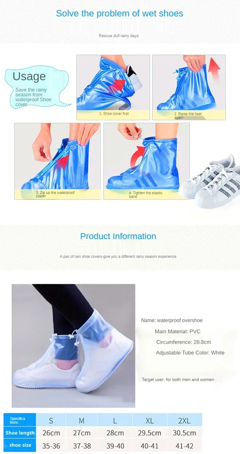 Waterproof Shoe Cover Silicone Sport Rain Boot Cover with Layer Non-slip Material Wear-resistant Thick Shoes Cover Unisex 1 Pair