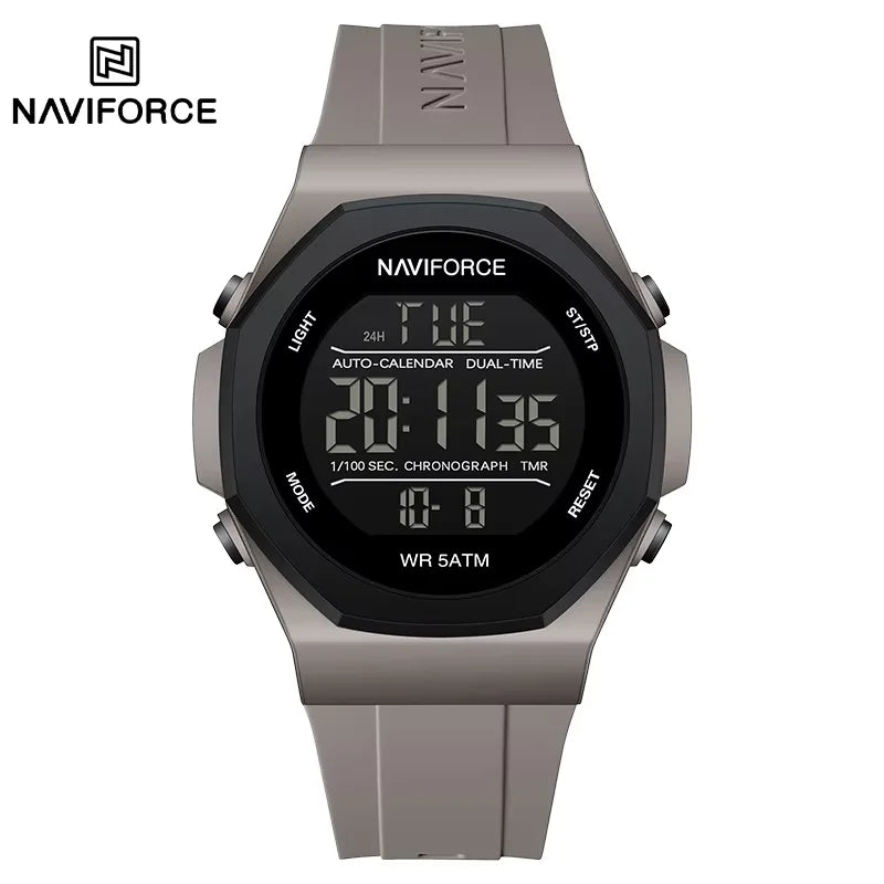 NAVIFORCE Creative Multifunction Male Wristwatches Silicone Strap LCD Display Electronic Watches for man Casual Wild Male Clocks