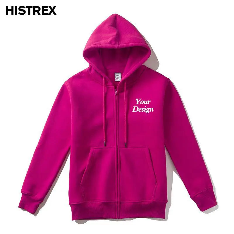 Top Quality Custom Cotton Zipper Hoodie Print Photo Text Brand Logo Men Womens Thick Fleece Autumn Winter Warm Sweatshirt 350gsm