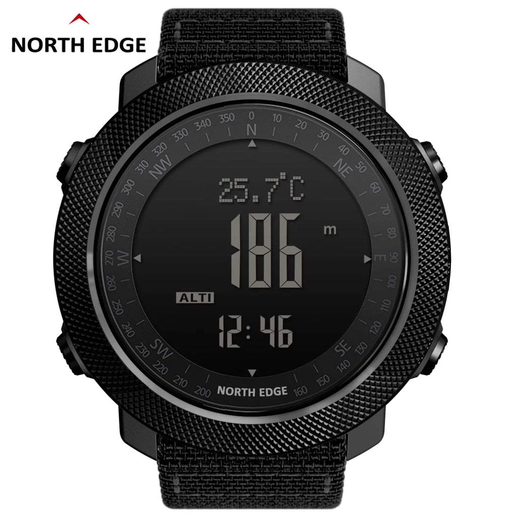 ساعة NORTH EDGE الرياضية الرقمية للرجال ساعات الجري والسباحة العسكرية مقياس الارتفاع بارومتر بوصلة مقاومة للماء 50 متر