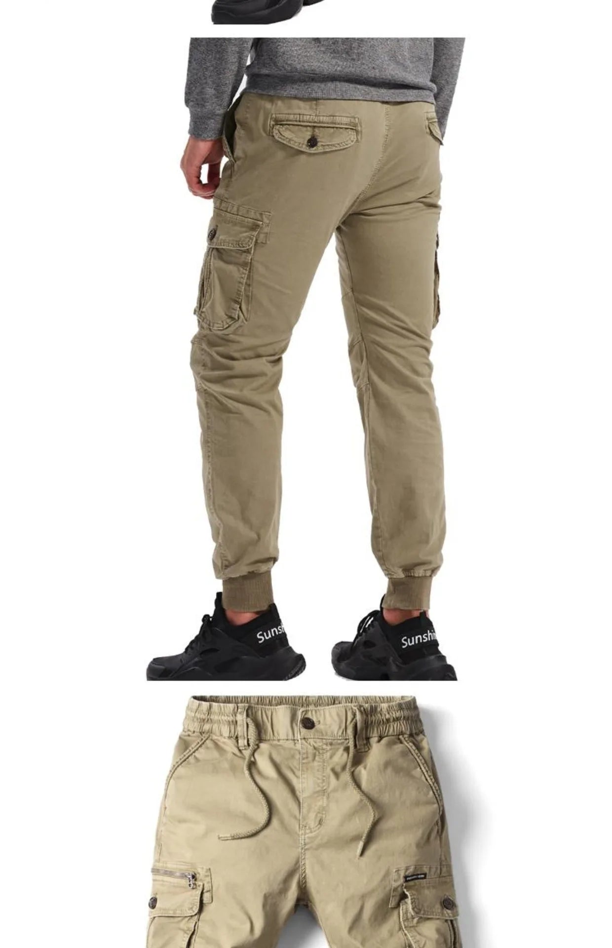Spring Summer Men's Casual Fashion Work Pants Cuffed Multiple Pockets Slim Fit Youth Leisure Trousers Trendy Brand