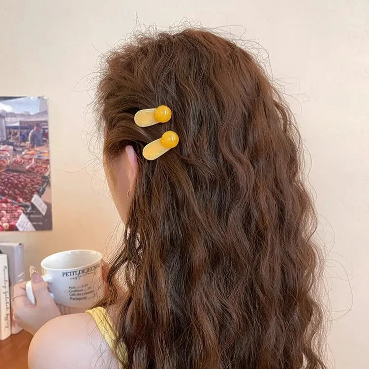 2pcs/set Mini Hair Clips for Women Sweet 3.5cm Bangs Edge Clip Cute Acetate Duckbill Girl New Arrivals Headwear Hair Accessories