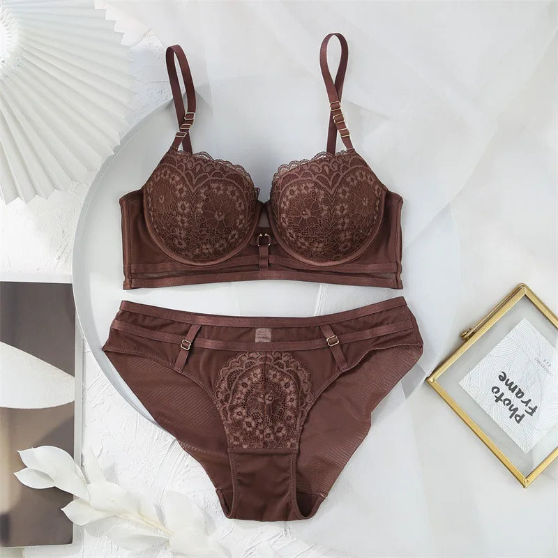 French Sexy Lingerie Underwear Lace Push Up Bra and Panties Set Beautiful High Quality Women Intimates New Arrivals