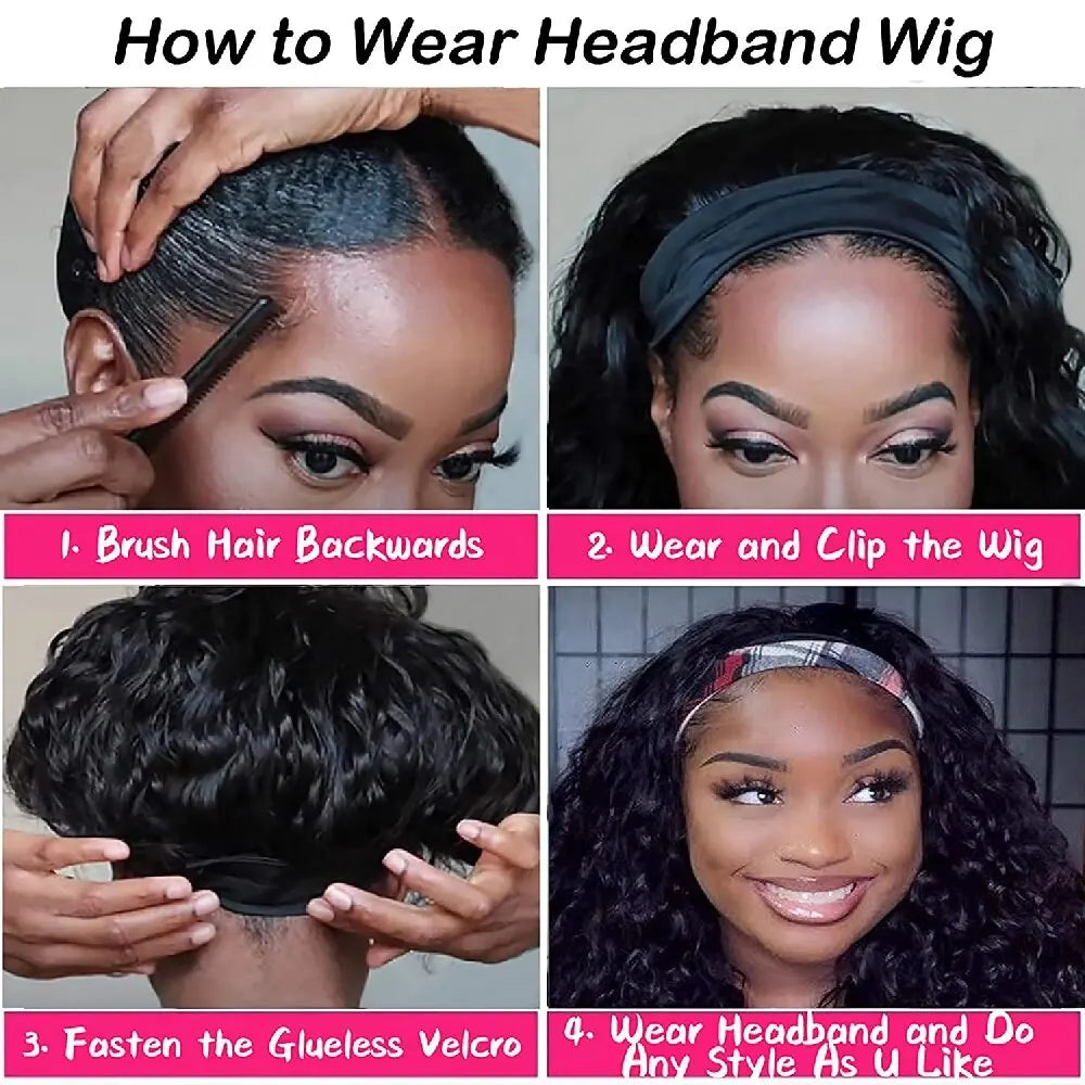 42 Inch Body Wave Headband Wig for Women Human Hair Glueless Wear and Go Glueless  Brazilian Virgin Human Hair 200 Density