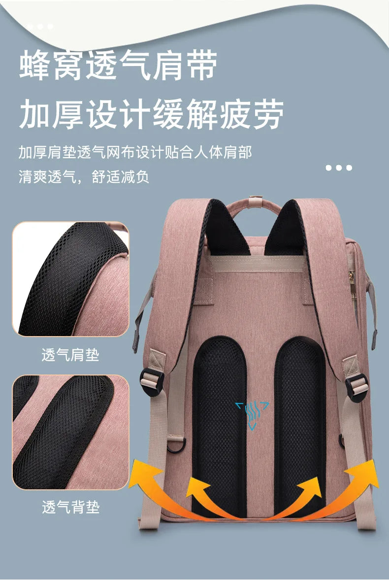 Folding Mommy Bag Portable Folding Crib Bed Large-capacity Baby Backpack Female Mommy Outting Bag Activity Diaper Bag Nappy Bags