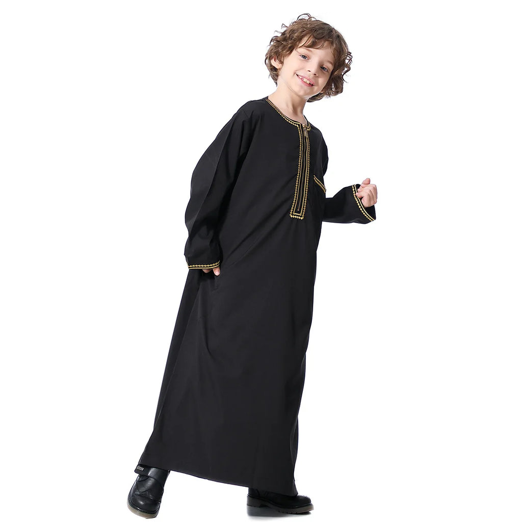 Child Dubai 2024 Luxury Kids Boys Men's Muslim Clothing Caftan Robes Islamic Ramadan Clothes Arab Man Abaya Pakistan Turkish