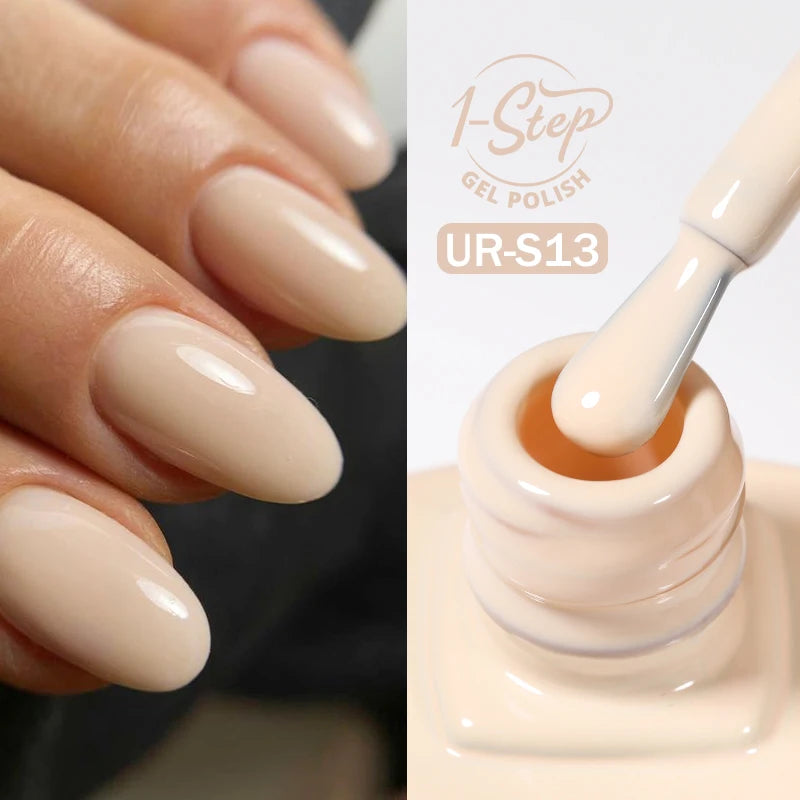UR SUGAR 1-step Gel Polish 12ML Glitter Nail Spring Summer White Nude Pink Gel Nail Polish 3 IN 1 No Need Base Gel and Top Coat