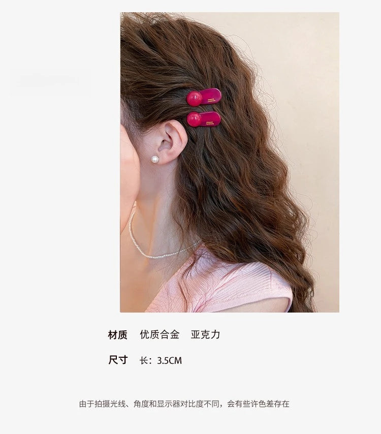 2pcs/set Mini Hair Clips for Women Sweet 3.5cm Bangs Edge Clip Cute Acetate Duckbill Girl New Arrivals Headwear Hair Accessories