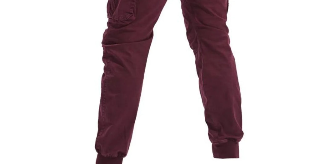 Spring Summer Men's Casual Fashion Work Pants Cuffed Multiple Pockets Slim Fit Youth Leisure Trousers Trendy Brand