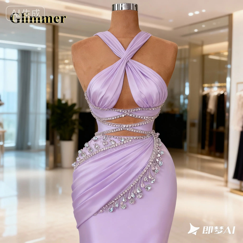 Glimmer Luxury Graduation Dresses for Girls with School Criss Cross Rhinestones Evening Party Gown Robes De Soiree Customized