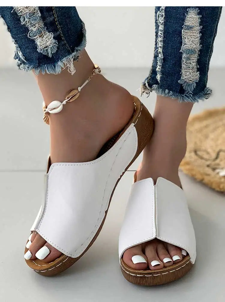 Women's Sandals 2025 Summer Shoes Women Soft Heels Sandals Low Platform Slippers Summer Sandalias Mujer Indoor Outdoor Footwear