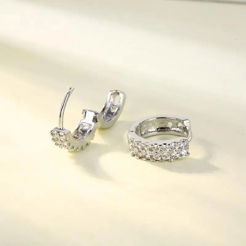 Trendy Gold Color Cubic Zirconia Round Copper Earrings For Women Metal Crystal Earring Party Birthday Everyday Jewelry