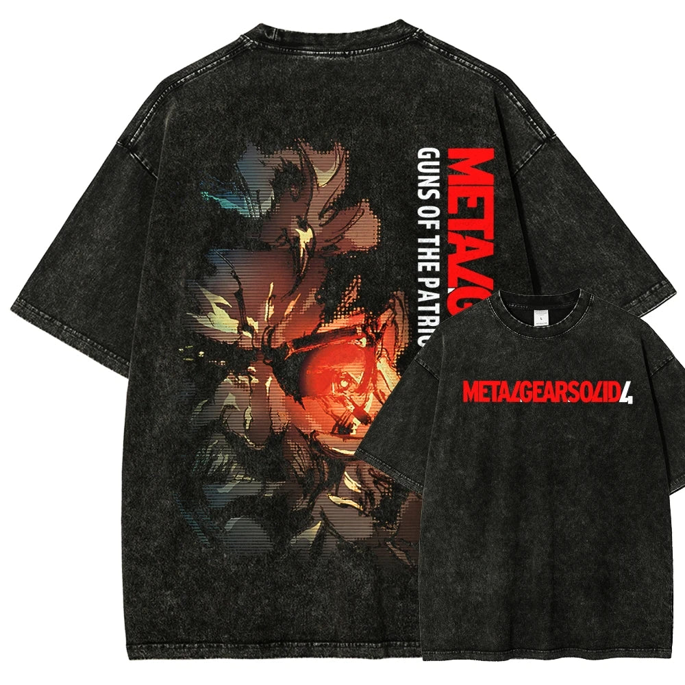 Metal Gear Solid 2 Sons of Liberty Washed T-shirt Oversized Unisex Year round clothing personality Clothes Streetwear Trendy tee