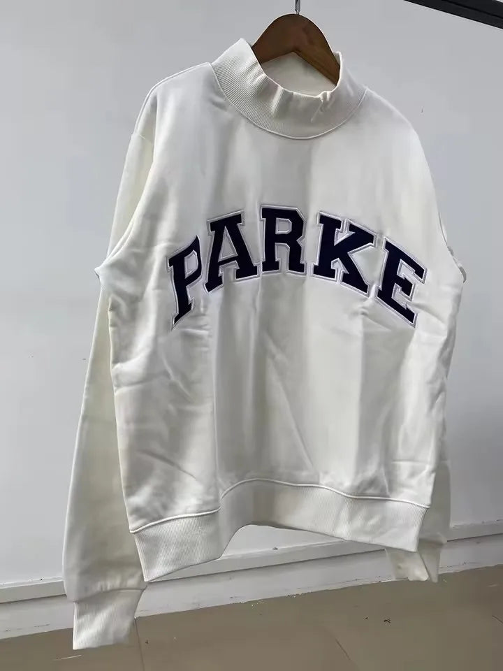 autumn winter Women's Pullover Hooded Sweatshirt with Letter Print and Zipper Closure